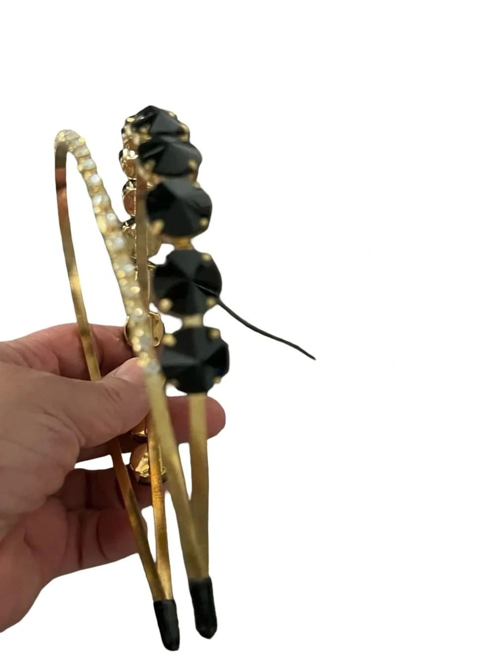 Gold Headband with Black Crystal Accents FINAL PRICE DROP